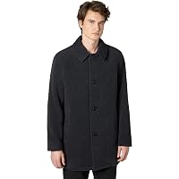 Cole Haan Men's Classic Melton Top Coat with Faux Leather Details